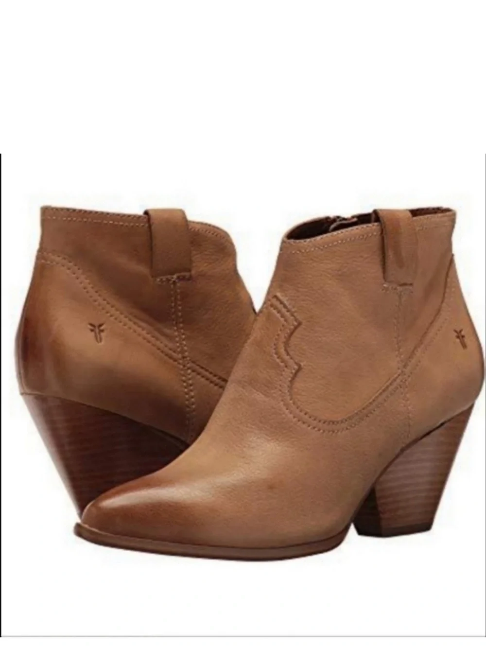 Frye Reina tan leather western ankle bootie Size 10